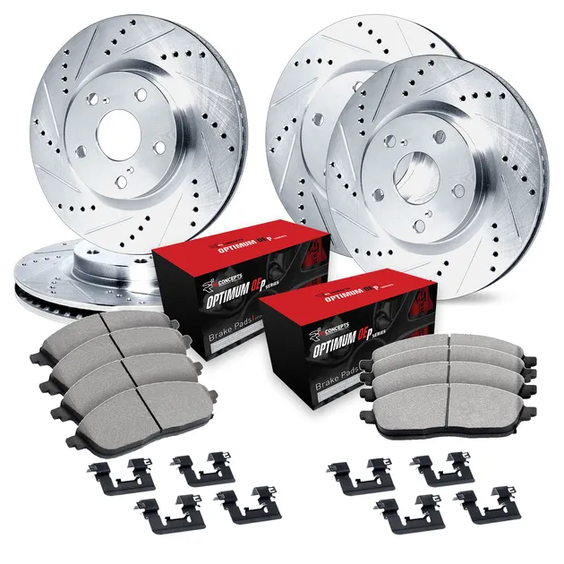 R1 Concepts WGUH2-31039 Brake Rotors - D/S - Silver W/ Optimum Oe Pads & Hdw